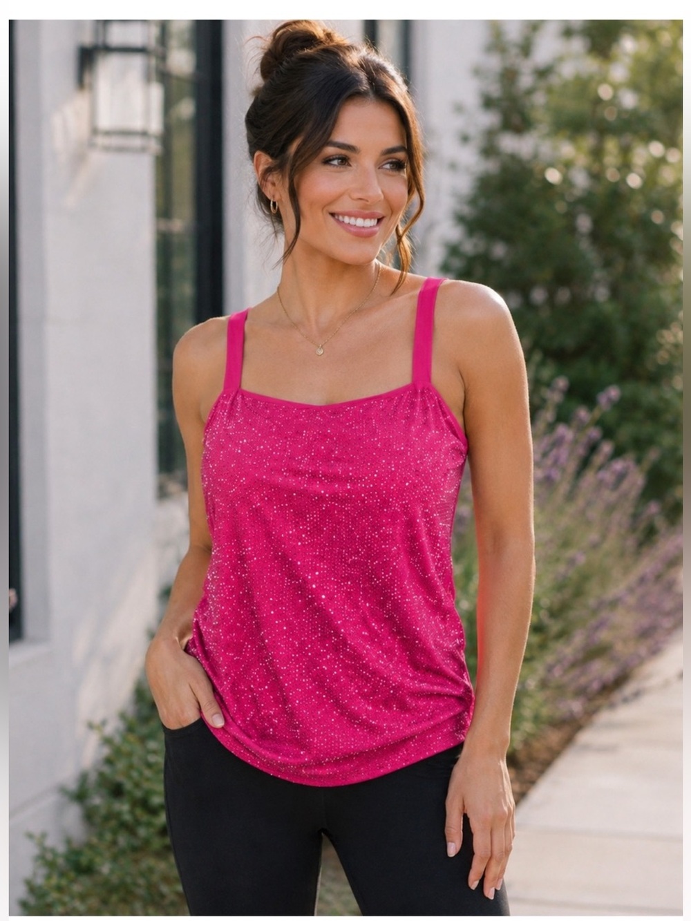 Queen of Sparkles Hot Pink Rhinestone Active Tank NWT 2XL Barbiecore Glam